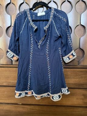 Embroidered Navy Boho Tunic by Unknown Brand